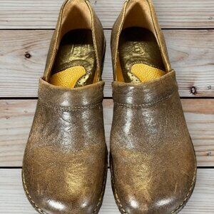 Born Toby Duo Slip on Clogs Brown Leather Lined Womens size 8